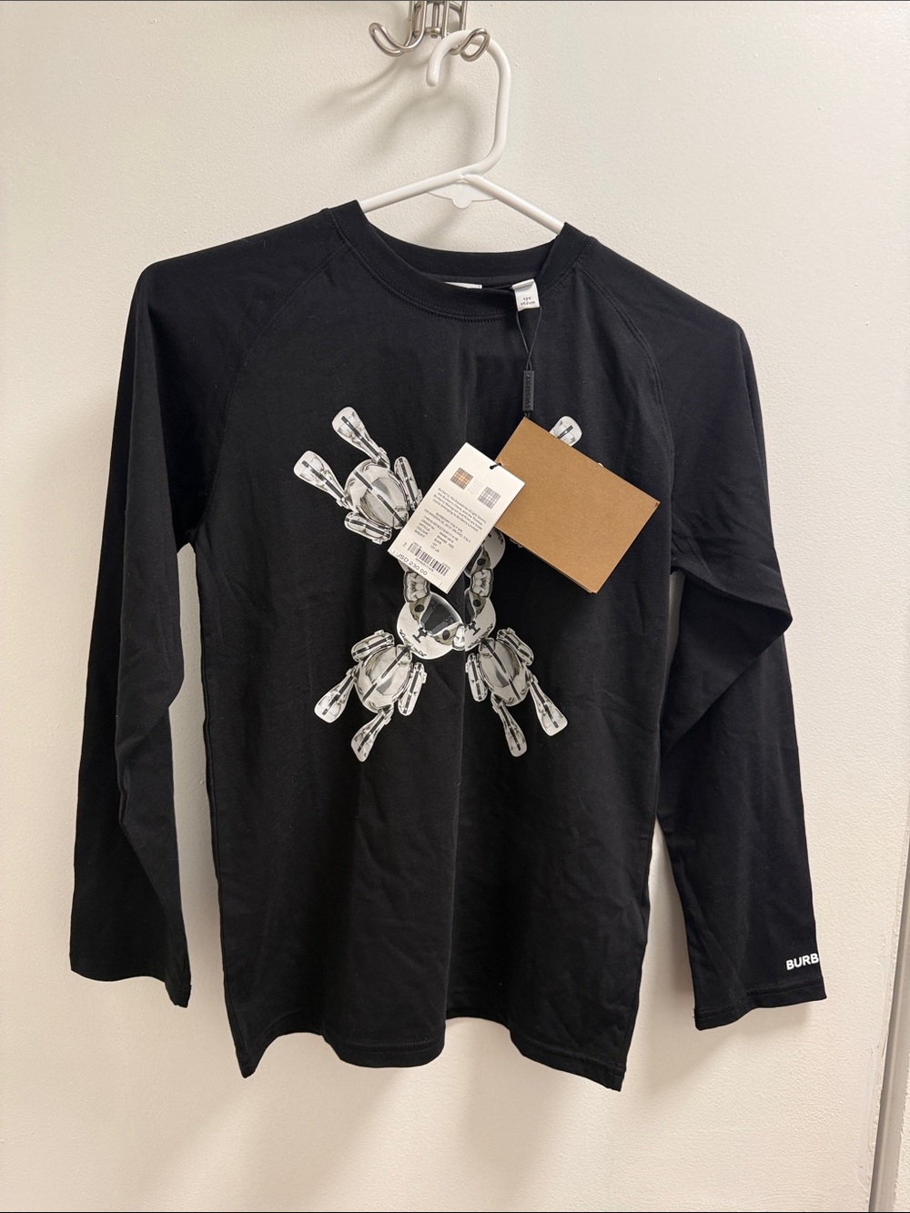 BURBERRY T-SHIRT LONG SLEEVE BLACK 12Y US